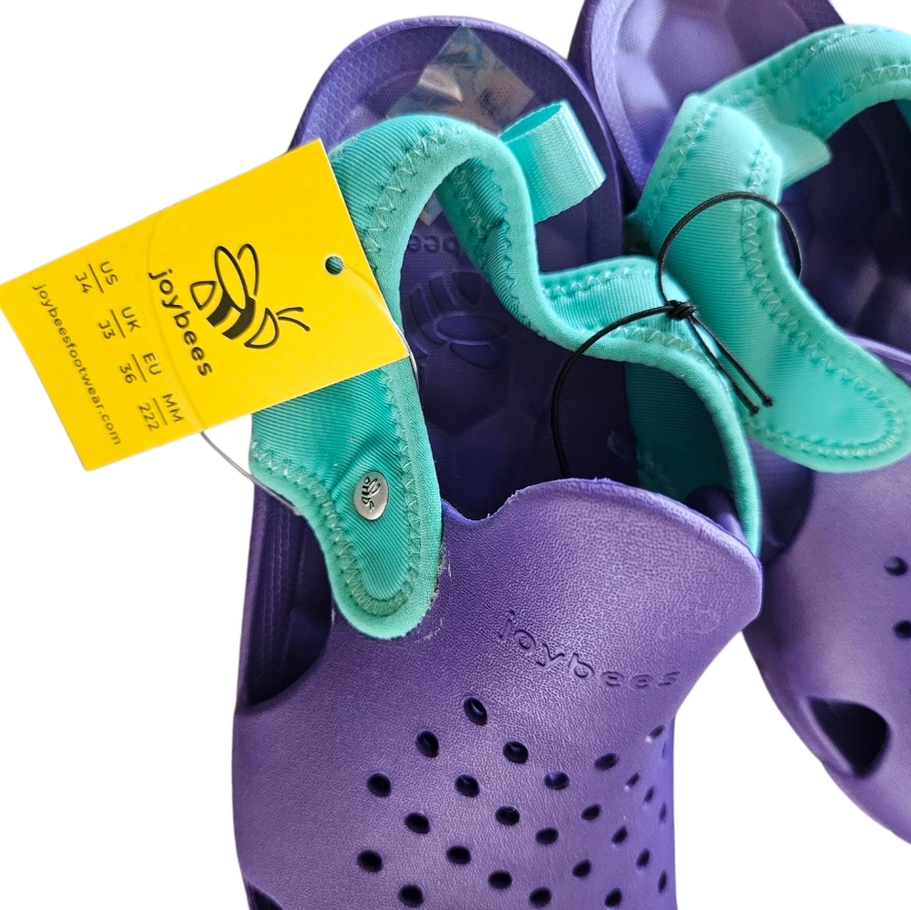 Joybees Size 4 New Girl's Purple and Teal Water Shoes / Clogs - Picture 5 of 6